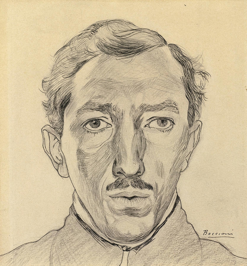 Umberto Boccioni Drawing - Self-portrait #8 by Umberto Boccioni