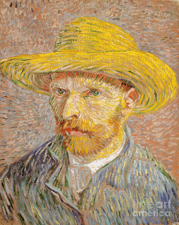 Self-Portrait with a Straw Hat Painting by Celestial Images