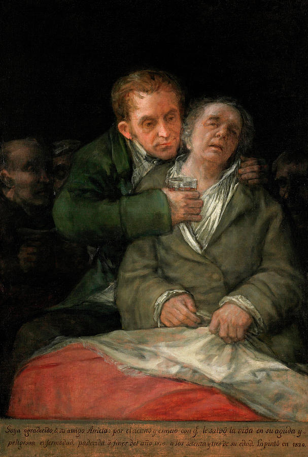 Self-Portrait with Dr. Arrieta #2 Painting by Francisco Goya