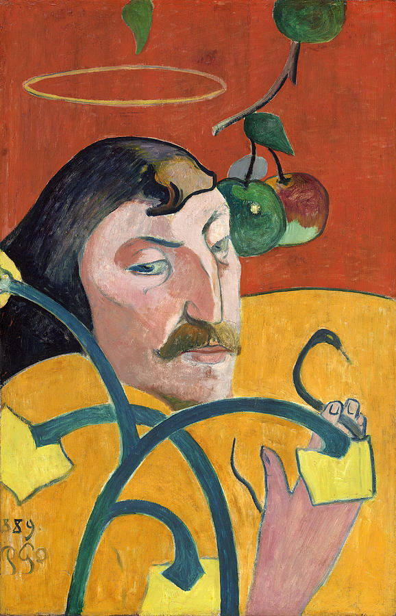 Self-Portrait with Halo and Snake #1 Painting by Paul Gauguin