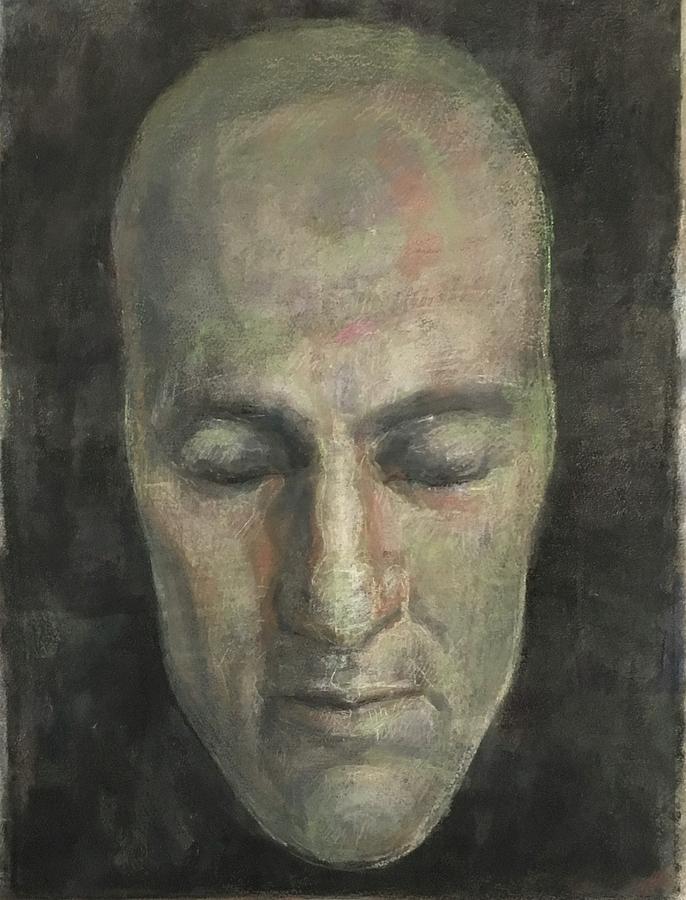 Selfportrait As Funerary Mask #1 Drawing by Paez ANTONIO