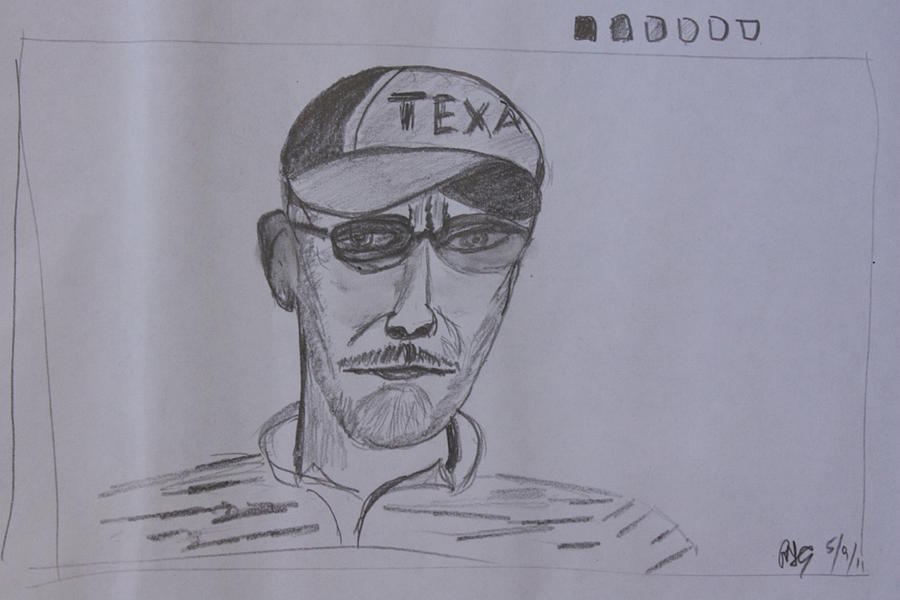 Serious Texan #1 Drawing by Roger Cummiskey