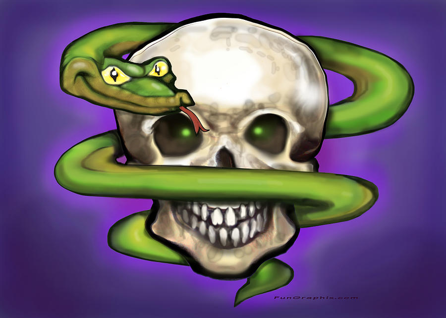 Serpent n Skull #2 Digital Art by Kevin Middleton