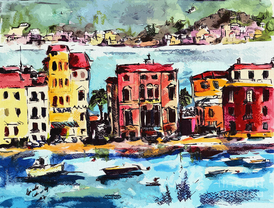 Sestri Levante Italy Bay of Silence #1 Painting by Ginette Callaway