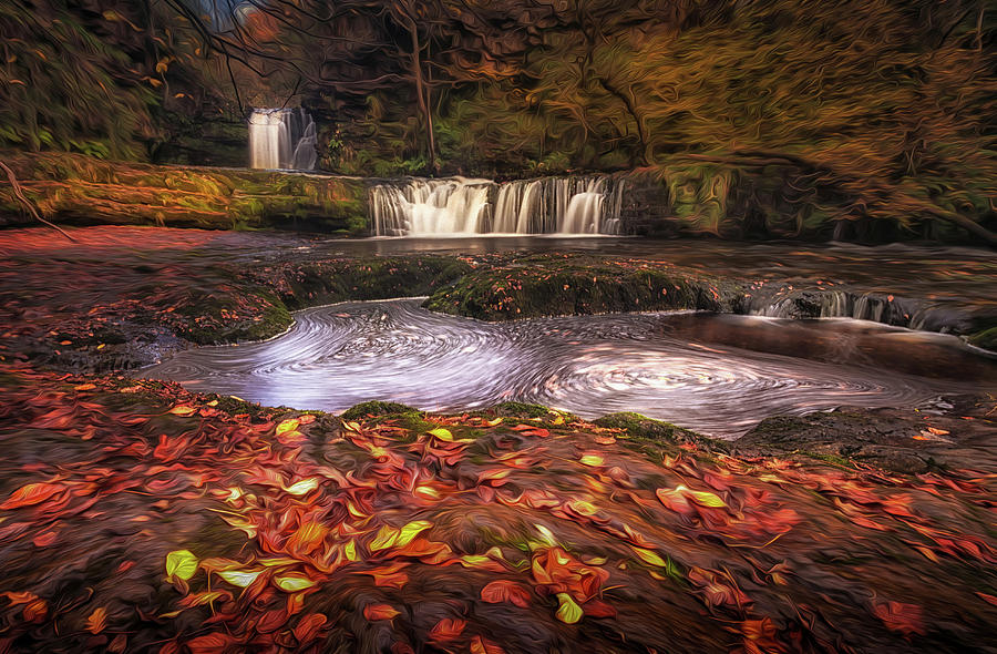 Fall Photograph - Sgwd Ddwli Isaf waterfalls South Wales #1 by Leighton Collins