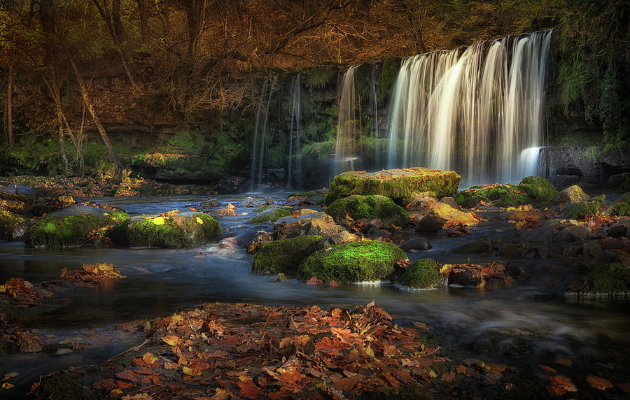 Waterfall Photograph - Sgwd Ddwli Uchaf waterfall #1 by Leighton Collins