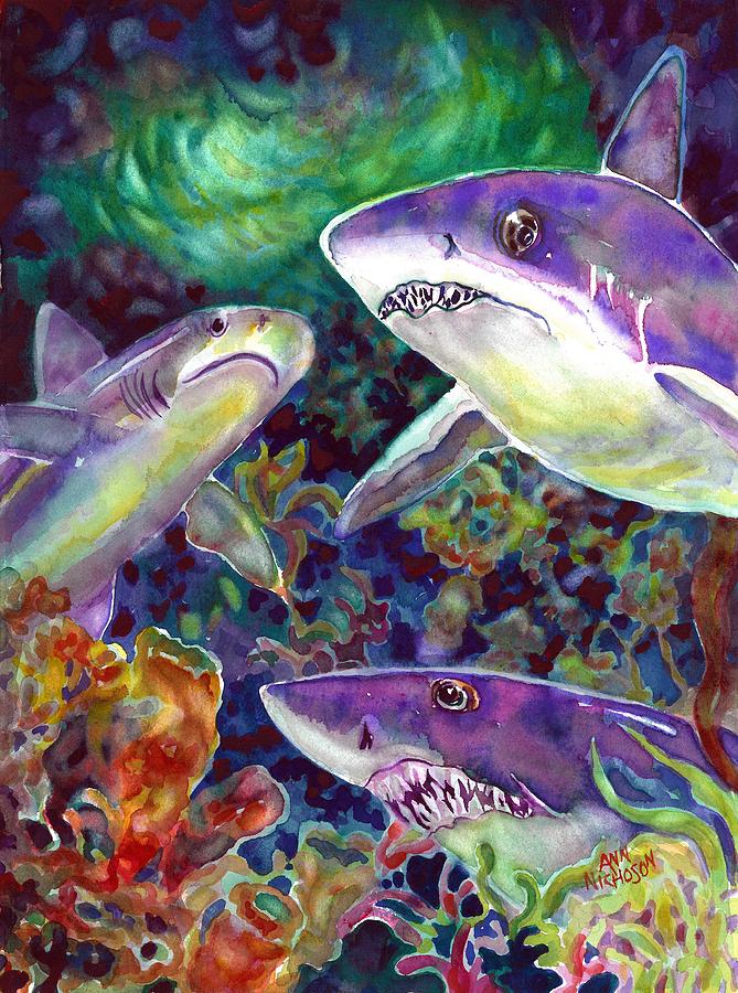 Sharks Painting by Ann Nicholson