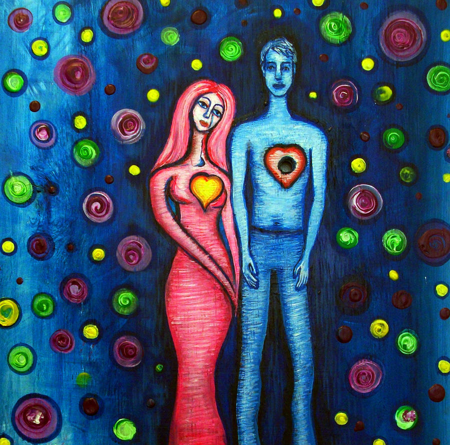 Abstract Painting - She Grieves the Hole in his Heart #1 by Brenda Higginson