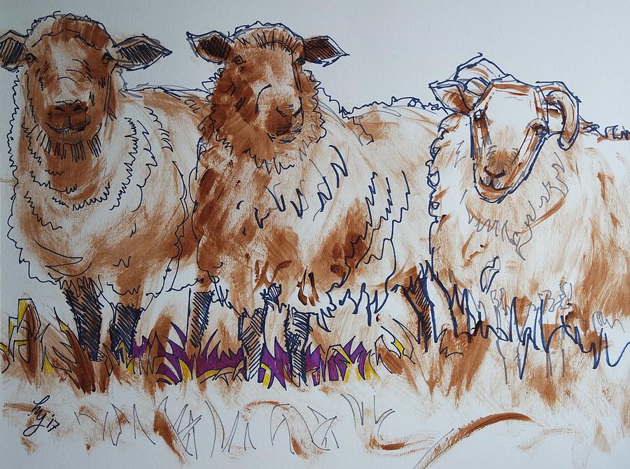 Sheep Drawing #2 Mixed Media by Mike Jory