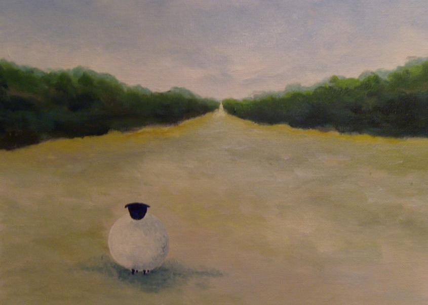 Sheep In The Road #1 Painting by Elaine Cummins
