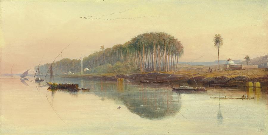 Sheik Abadeh On The Nile #1 Painting by Edward Lear
