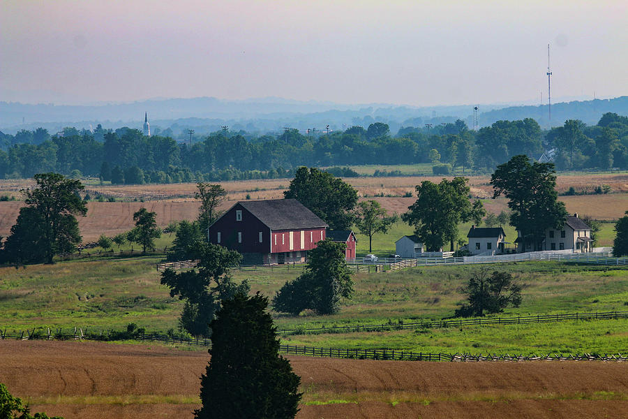 Sherfy Farm from Longstreet Tower Photograph by William E Rogers - Fine