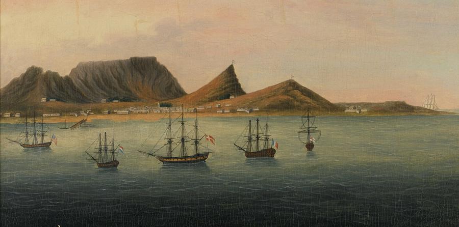 Chinese School Painting - Shipping Off Table Mountain And Bay #1 by MotionAge Designs