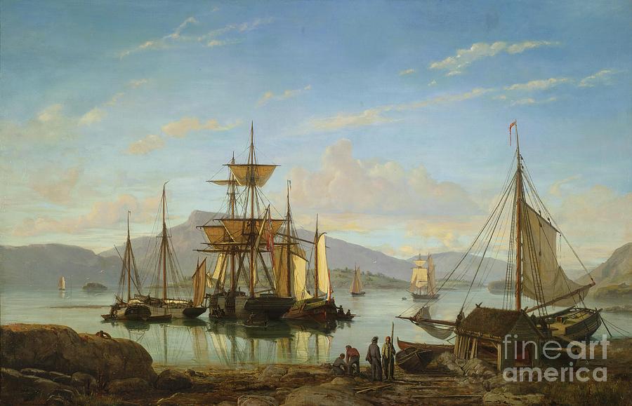 Ships In A Harbor #1 Painting by MotionAge Designs