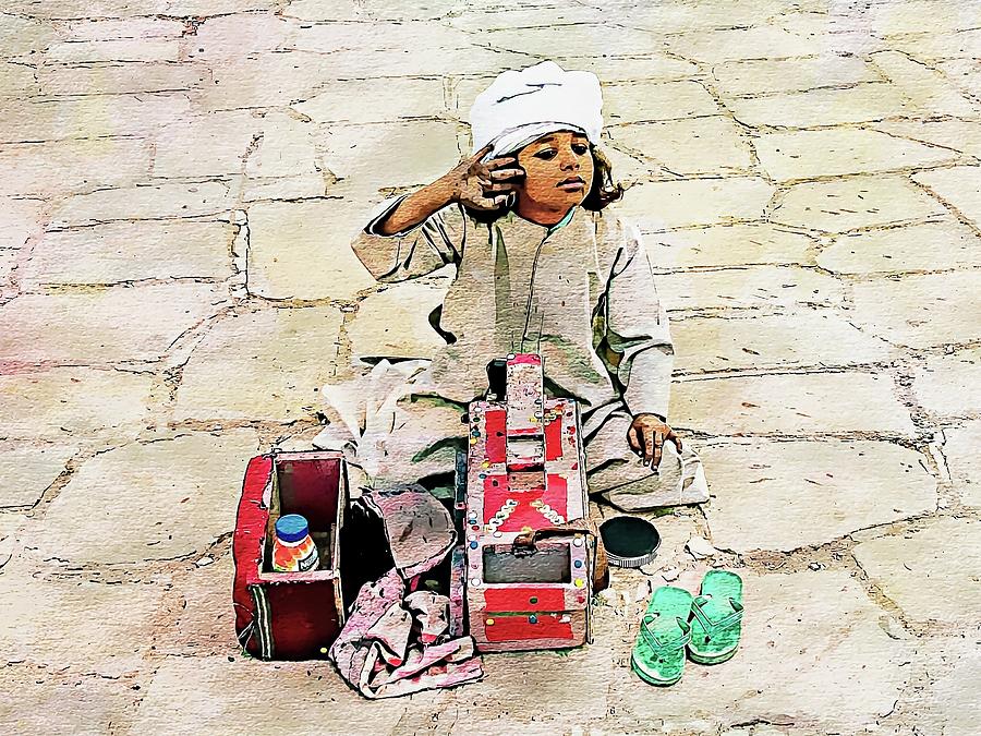 Shoeshine Girl - Nile River, Egypt #1 Digital Art by Joseph Hendrix