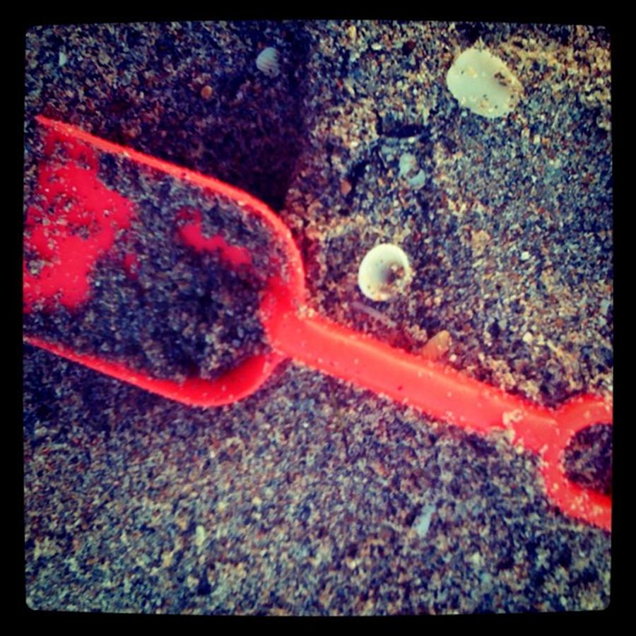 Shovel In Sand At Beach #1 Photograph by Juan Silva