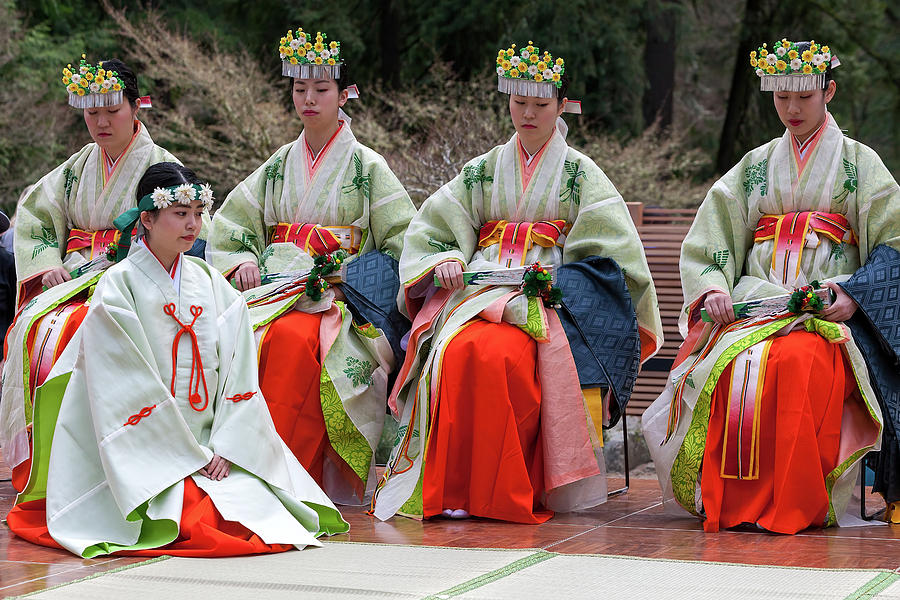 Shrine Maidens from Tsurugaoka Hachimangu Shrine #1 Photograph by David Gn