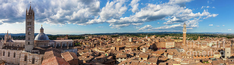 Siena, Italy panorama rooftop city view. Siena Cathedral and Mangia Tower #1 Photograph by Michal Bednarek