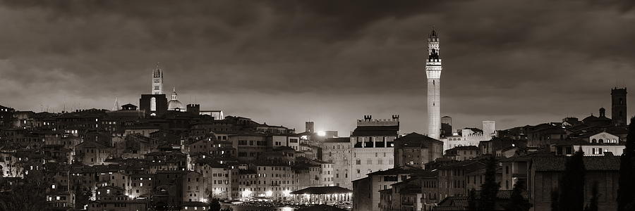 Siena panorama view at night #1 Photograph by Songquan Deng