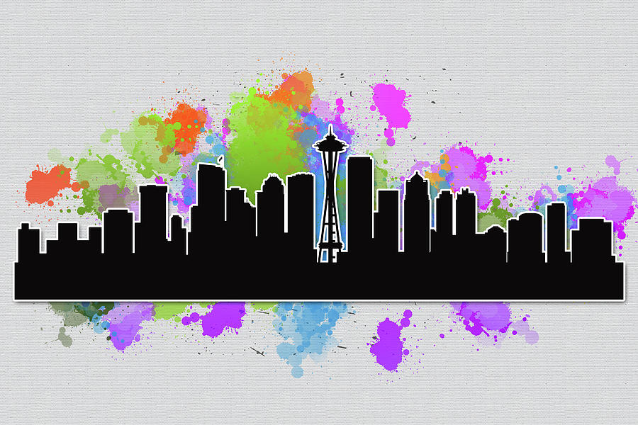 Architecture Mixed Media - Seattle skyline silhouette #3 by Beautiful Things