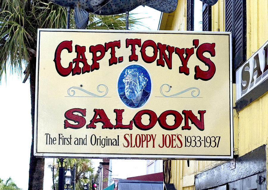 Captain Tony Photograph - Sign at Captain Tonys Saloon #2 by Carl Purcell