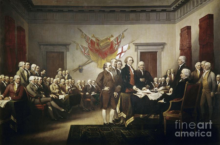 Vintage Painting - Signing the Declaration of Independence by John Trumbull