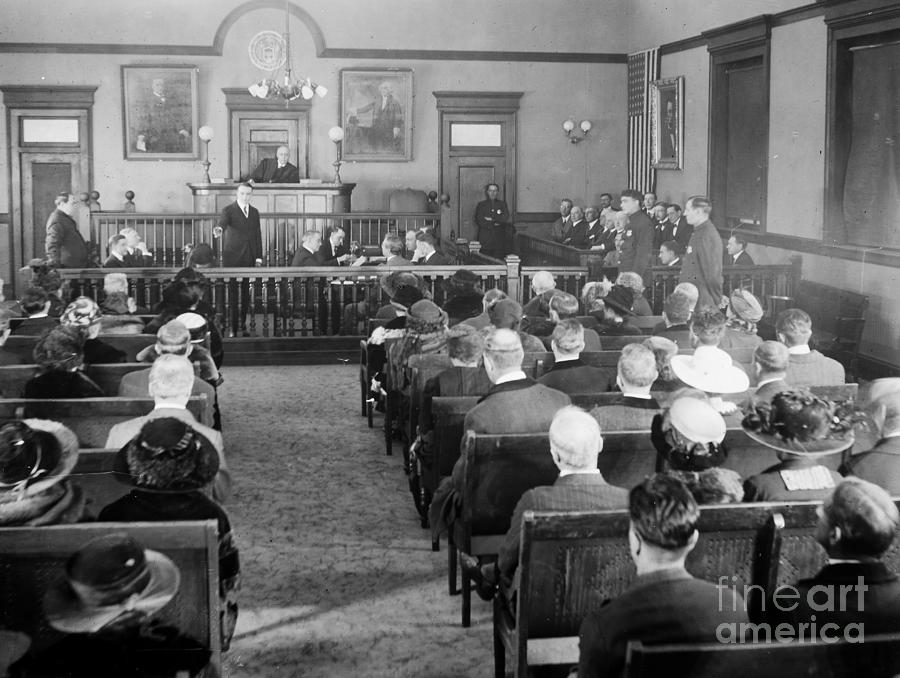 Silent Film Still - Courtroom Photograph by Granger