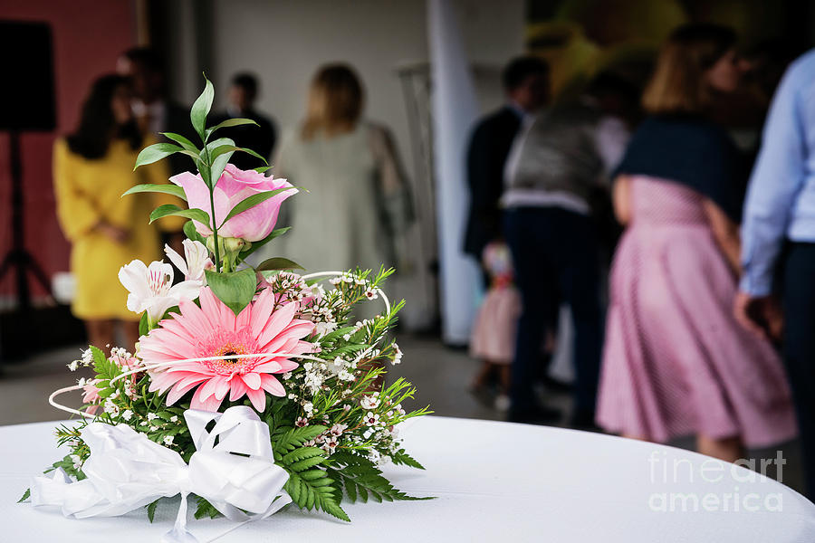 Simple Flower Arrangement Decoration Detail At Wedding Ceremony #1 Photograph by JM Travel Photography
