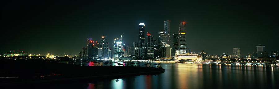Architecture Photograph - Singapore night lights #1 by Sergey Korotkov