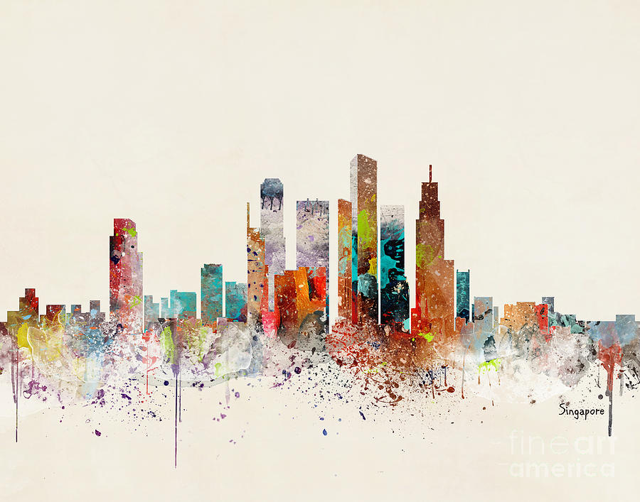 Singapore Skyline #1 Painting by Bri Buckley