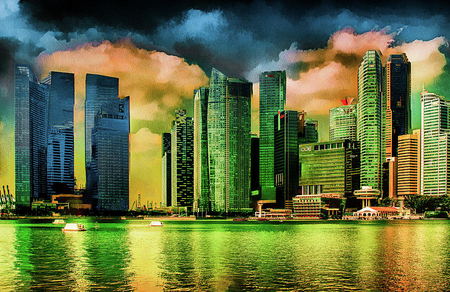 Singapore Skyline #1 Mixed Media by Joseph Hollingsworth