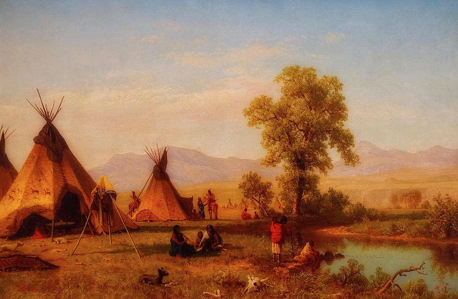 Albert Bierstadt  Painting - Sioux Village Near Fort Laramie #1 by Mountain Dreams