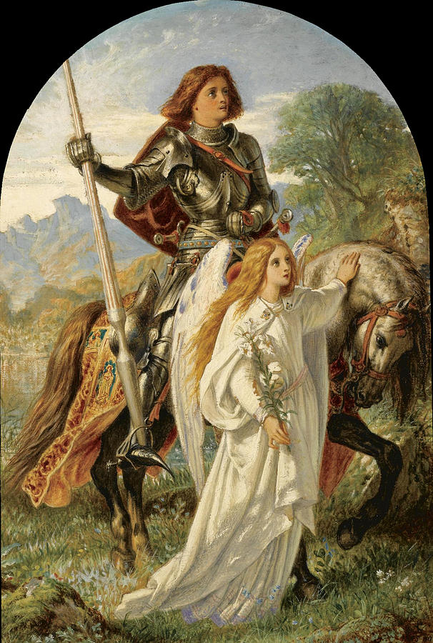 Sir Galahad and the Angel #2 Painting by Joseph Noel Paton