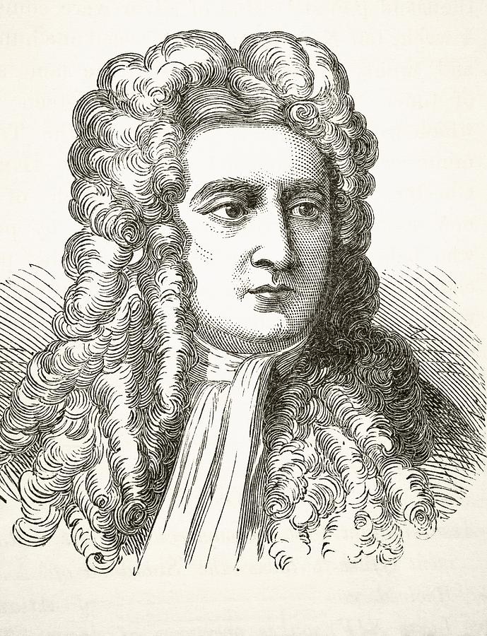 Sir Isaac Newton 1642 To 1727, English Drawing by Vintage Design Pics