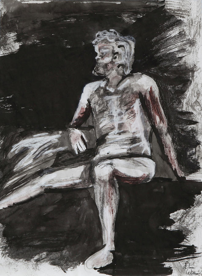 Sitting in the Dark #1 Drawing by Denise Jo Williams