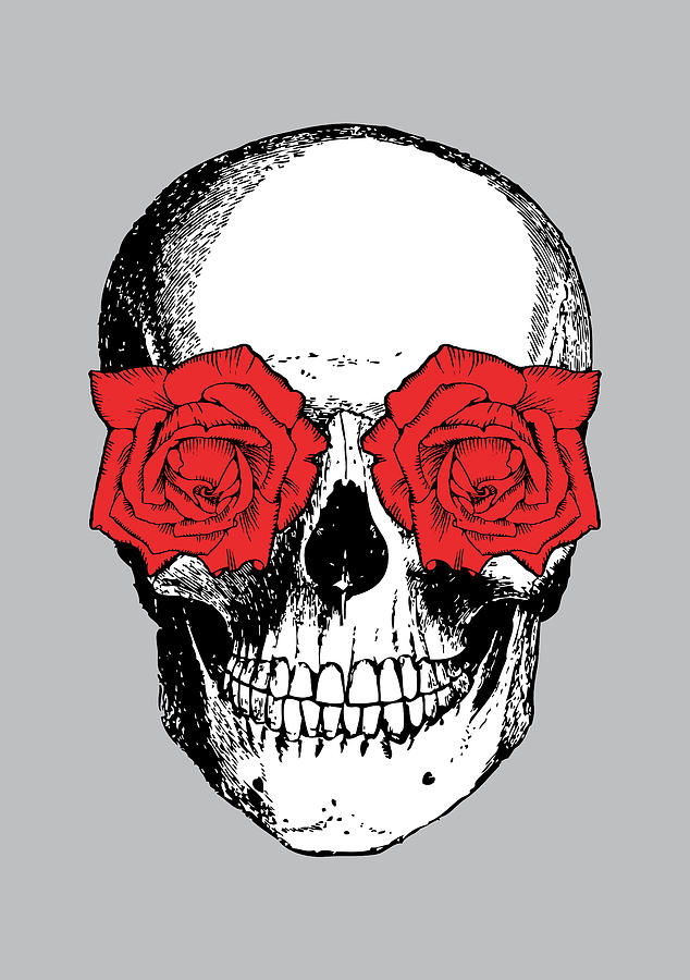 Skull Digital Art - Skull and Roses #1 by Eclectic at Heart
