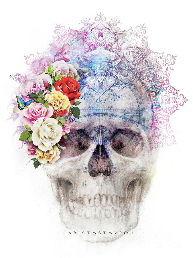 Skull Queen with Butterflies Digital Art by Xrista Stavrou