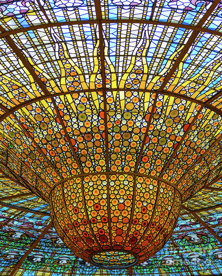 Skylight in Palace of Catalan Music  #1 Photograph by Andrew Michael