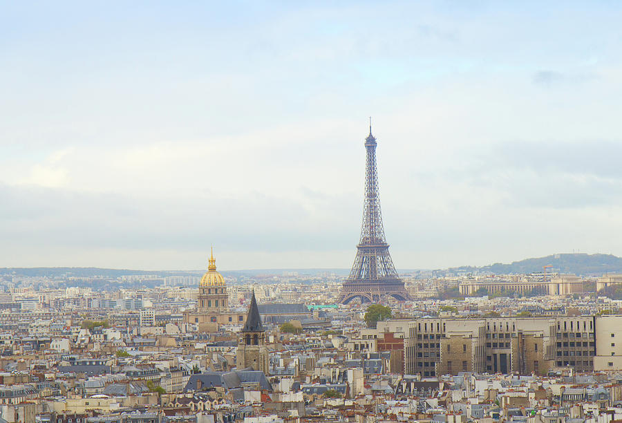 skyline of Paris with eiffel tower Photograph