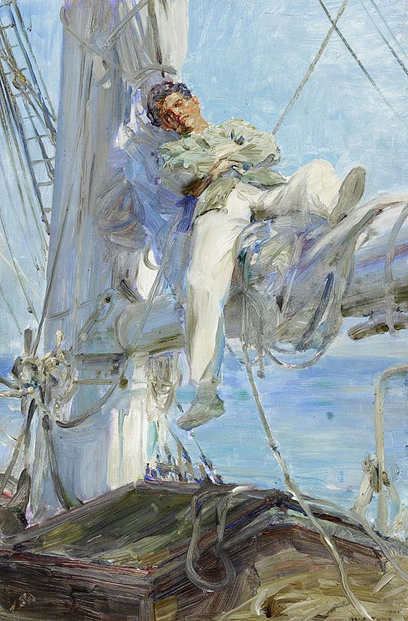 Sleeping Sailor Painting by Henry Scott Tuke