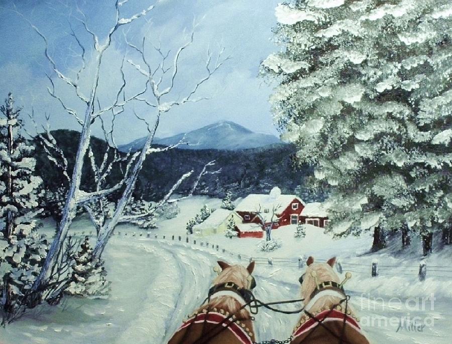 Sleigh Ride #1 Painting by Peggy Miller