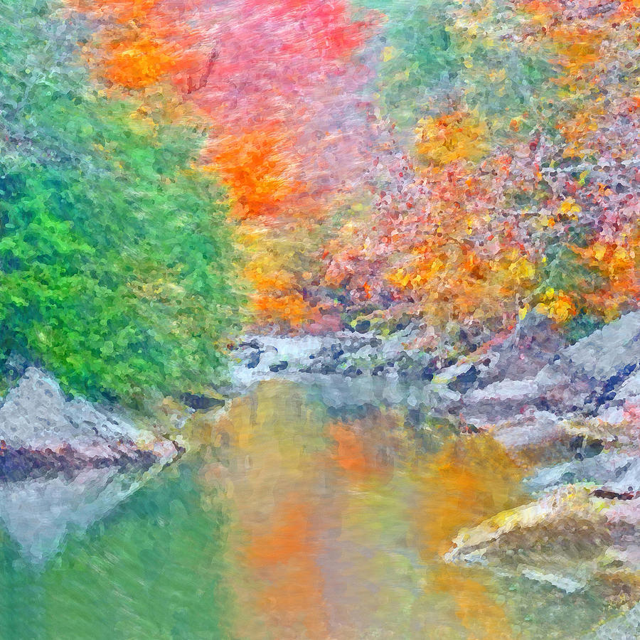 Slippery Rock Creek in Autumn #1 Digital Art by Digital Photographic Arts