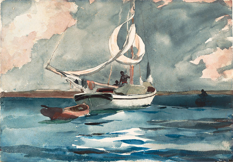 Sloop. Nassau Drawing by Winslow Homer