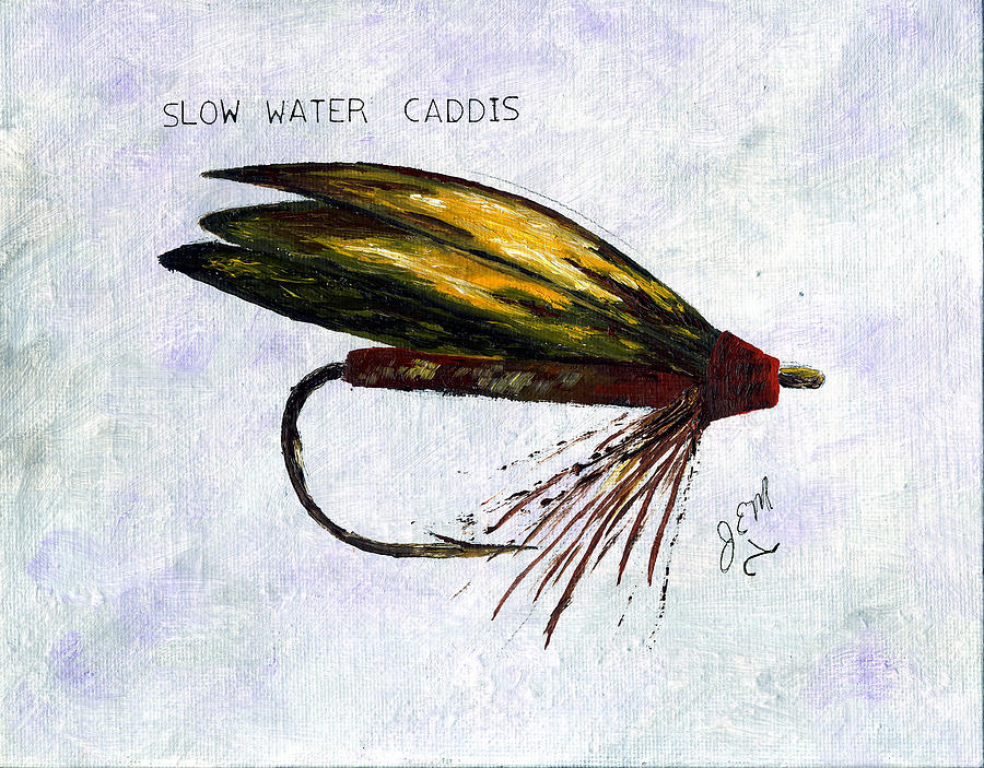 Sports Painting - Slow Water Caddis #1 by James Eugene  Moore