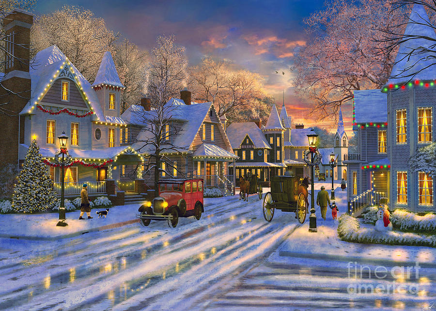 Small Town Christmas #1 Digital Art by MGL Meiklejohn Graphics Licensing