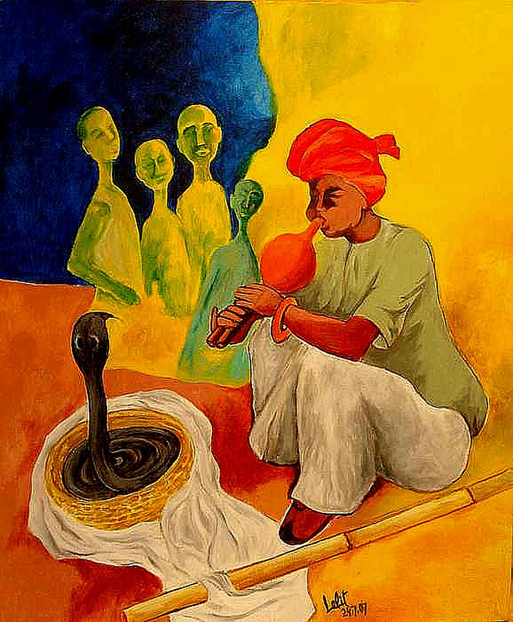 Snake Charmer Painting By Lalit Jain Fine Art America