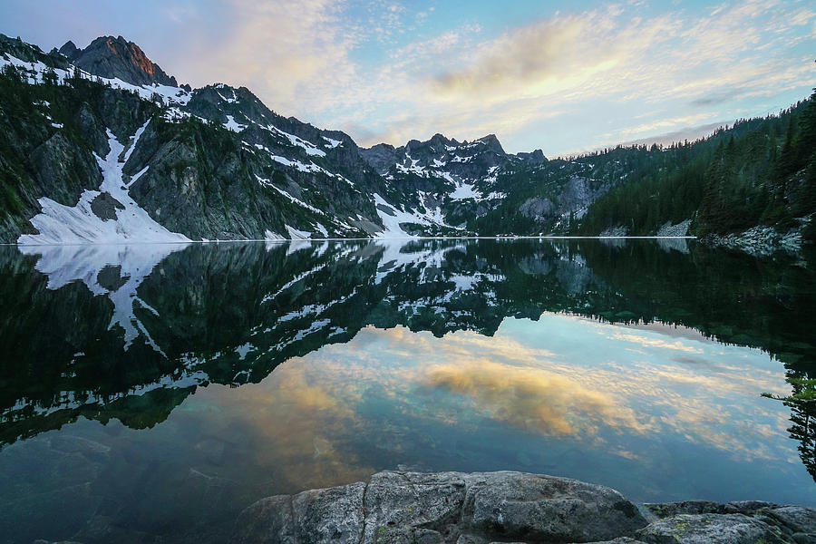Fall Photograph - Snow Lake Chair Peak Dusk Reflection #1 by Mike Reid