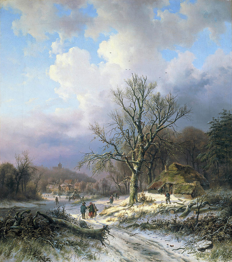 Snow landscape #1 Painting by Alexander Joseph Daiwaille