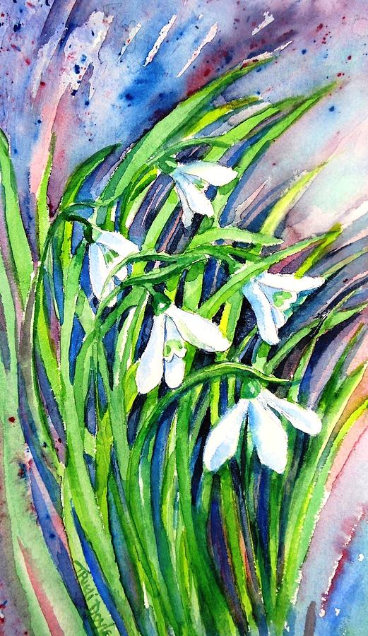 Flower Painting - Snowdrops in the Wind   by Trudi Doyle