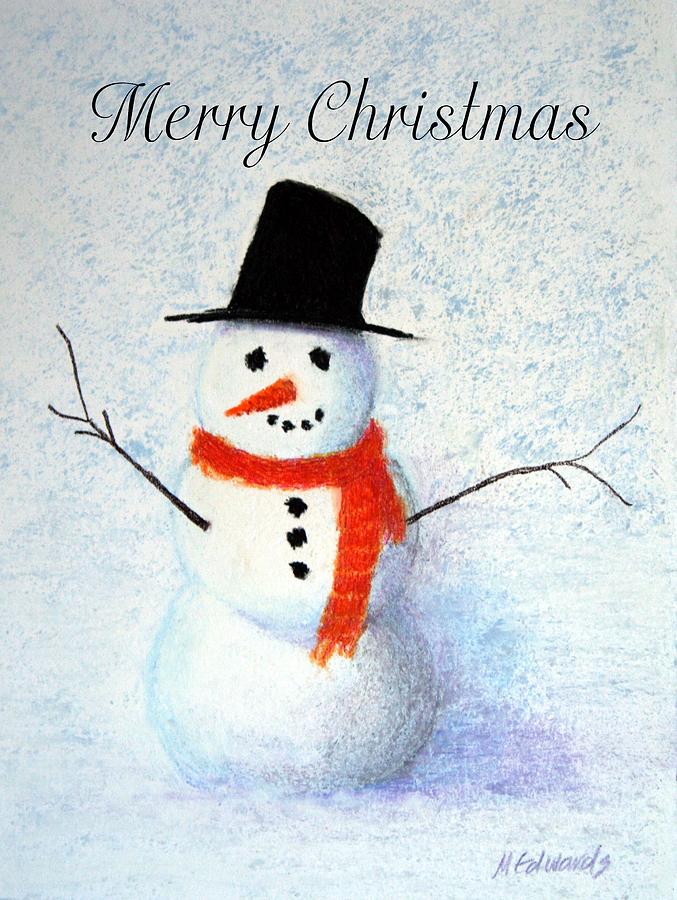Snowman #2 Pastel by Marna Edwards Flavell
